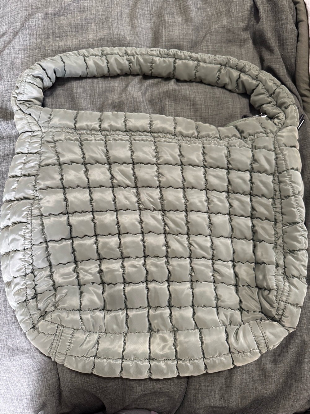 Free People Quilted Puffer Hobo Bag in Sage - Picture 2 of 5